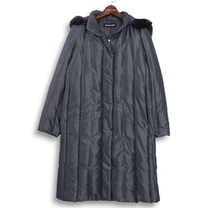 SANYO COAT サンヨーコート 秋冬 ラビットファー♪ ダウン フード付き コート Sz.9 レディース グレー　E4T02581_C#N