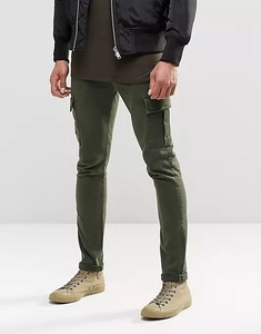 ASOS Super Skinny Jeans With Cargo Pockets In Khaki