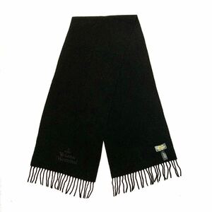 Vivienne Westwood Accessories/Embroidered Logo Scarf/100%Lana Wool/Black/ヴィヴィアンウエストウッドマン/刺繍ロゴマフラー/ブラック