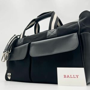 【美品】BALLY バリー トレスポ メンズ ボストンバッグ 肩掛け ショルダー 2WAY 旅行 出張 大容量 A4 革 レザー キャンバス ブラック 黒