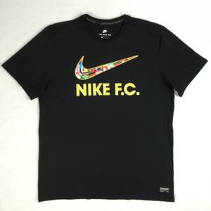 【美品】NIKE ナイキ F.C. Tシャツ グラフィック ロゴ ブラック/ゴールド XLサイズ 半袖