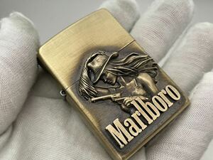 1円 ZIPPO ライター マルボロ Marlboroジッポ Zippoオイルライター真鍮製 中古品 喫煙グッズ ジッポー 火花確認済R574451