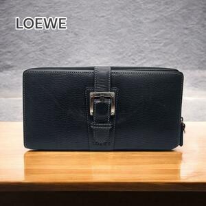 LOEWE ロエベ 長財布 二つ折り ファスナー レザー ブラック