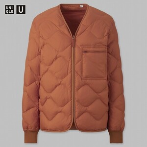 500円スタート試着のみ、完売品！UNIQLO Ｕ（ユニクロ　ユー）リサイクルダウンブルゾン（オレンジ、キャメル色）