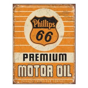 ブリキ看板 Phillips 66 Premium Oil フィリップス 1996 ティンサインプレート アメリカン雑貨 アメ雑