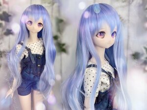 ●ドールウィッグ*エアリーロング*あじさい色*9～9.5インチ（MDD DD SD SmartDollなど）●doll wig*dollwig●