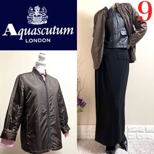 アクアスキュータム　中綿　ロングジャケット　ブルゾン　アウター　ブラウン　M 茶　Aquascutum AQUASCUTUM 綺麗系カジュアル