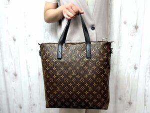 極美品 LOUIS VUITTON ルイヴィトン キタン モノグラムマカサー トートバッグ バッグ M40388レザー 茶×黒 A4可 メンズ 72601Y