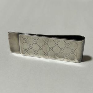 GUCCI SV925 マネークリップ グッチ GGパターン ロゴ入り 銀製 刻印有　シルバー ブランド物 silver アクセサリー 正規 22g