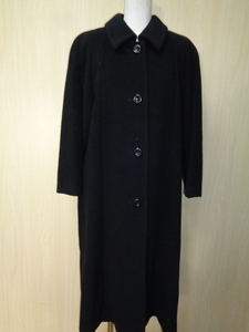 626◆SWALLOW COAT アンゴラ ウール ステンカラー ロングコート◆スワローコート size9AR 女性 羊毛 ブラック 日本製 品番742-1022 6C