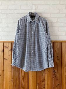 UNIQLO FINE CLOTH SHIRT メンズ チェック シャツ XLサイズ 長袖シャツ 紺 白 ネイビー 綿100% ネルシャツ ユニクロ カジュアル T