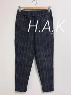 H.A.K   ハク  ストライプ  ヘリンボーン レギンス パンツ  ブラック