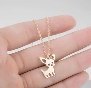 犬 デザイン レディース ネックレス チワワ dog Necklace ゴールド