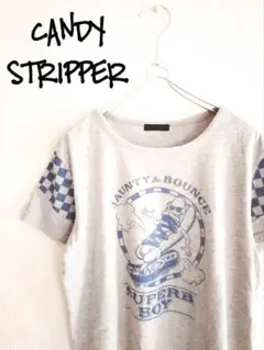 D221512 CANDY STRIPPER プリント Tシャツ グレー