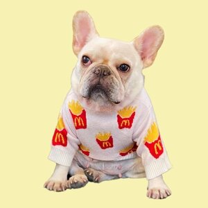 【2XLサイズ】フレンチフライ ニット セーター フレブル パグ ポテト 犬服 ドッグウェア ペット用品 French Fries M Sweater