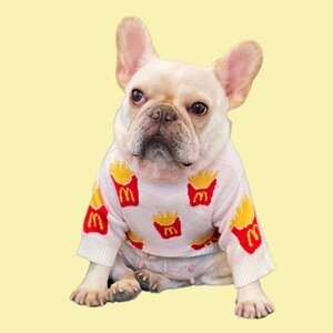 【2XLサイズ】フレンチフライ ニット セーター フレブル パグ ポテト 犬服 ドッグウェア ペット用品 French Fries M Sweater