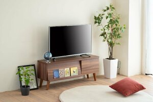 フラップ扉テレビ台 ブラウン色 幅105cm 40型テレビ対応