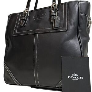 1円～【入手困難品】定価10万円 コーチ COACH トートバッグ ビジネスバッグ ブリーフケース A4 2way レザー メンズ レディース ブラック 黒