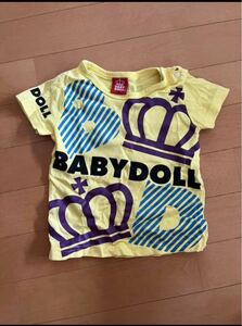 baby doll ベビードール　半袖Tシャツ 男女兼用　ベビー　イエロー　ロゴ　90サイズ