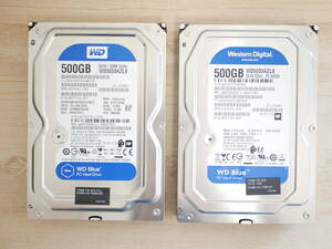 【送料無料】中古HDD 500GB 3.5インチ 2個セット WD Western Digital WD5000AZLX 動作確認済 健康状態:正常 HDD 内臓HDD 3.5インチW①