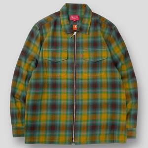 新品 Supreme / シュプリーム 15AW Shadow Plaid Zip - Front Shirt / シャドウプレイド ジップフロントシャツ M SSM3846 Green チェック