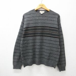 M/古着 ジェイクルー J.CREW 長袖 セーター メンズ 00s ラムウール クルーネック グレー 霜降り他 24oct19 中古 ニット トップス