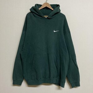 ナイキ NIKE USA製 ワンポイント刺繍 長袖 裏起毛 スウェット プルオーバーパーカー L ダークグリーン NME 920220 KL4 L 緑 / グリーン