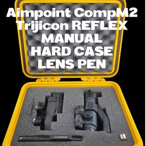 【H516】Aimpoint CompM2/Trijicon REFLEX/LENS PEN/ドットサイト/ハードケース/マニュアル3冊/サバイバル/コレクター放出品