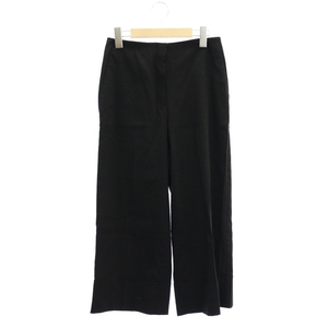 未使用品 セオリー Theory 24SS Good Crunch W Cuff Pant C パンツ ストレート クロップド丈 麻 リネン 00 XS 黒 ブラック