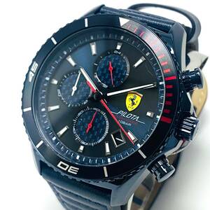 【高級時計 フェラーリ】Ferrari オフィシャル クロノグラフ 黒 赤 メンズ レディース アナログ 腕時計 100m防水