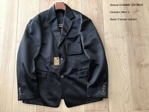 新品 COMME CA MEN コムサメン ヘビーサテン テックポケット カジュアルジャケット 05ブラック Lサイズ 15JA08 定価50,600円