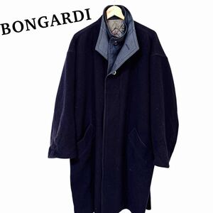 【希少XL】ボンガルディ ロングコート 2重衿 上部キルティング カシミヤ 毛 ウール ロング コート キルティング カシミア 毛 2重衿 メンズ