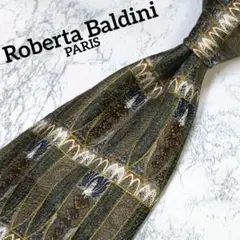 【Roberta Baldini】ネクタイ　総柄　鳥の羽根柄　茶系　ブラウン系