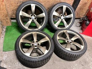 希少 AUDI アウディ S8 純正 21インチ 9J +35 PCD112 5H 275/35RF21 DUNLOP イボ付き バリ山 スタッドレス タイヤホイール 4本セット K