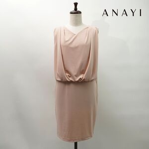 新品未使用 ANAYI アナイ デザインタック ノースリーブ膝丈タイトワンピース 裏地なし レディース ピンク サイズ38*NC130