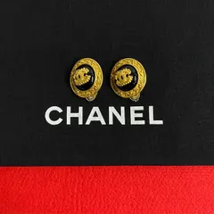 極 美品 希少品 コメ有 96A CHANEL シャネル ヴィンテージ ココマーク イヤリング イヤーカフ アクセサリー ゴールド ブラック 23181