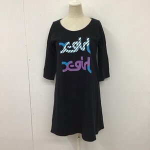 X-girl 2 エックスガール ワンピース ひざ丈スカート 0501919 七分袖 カットソー One-Piece Medium Skirt 黒 / ブラック / 10116159