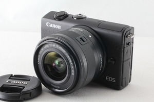 ◆ほぼ新品◆キヤノン Canon EOS M200 EF-M15-45 IS STM レンズキット ブラック ストラップ 取説◇ME46177