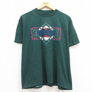 L/古着 オニータ ONEITA 半袖 ビンテージ Tシャツ メンズ 90s コロラド コットン クルーネック 緑 グリーン 24apr08 中古