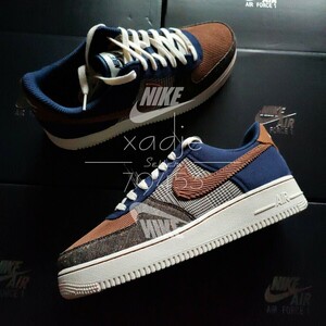 新品 正規品 NIKE ナイキ AIR FORCE1 LOW エアフォース1 ロー 07 PRM プレミアム 茶 紺 マルチ 25.5cm US7.5 デュブレ付き 箱付き