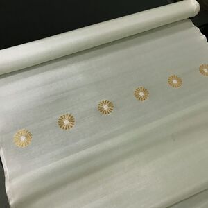 美品 保管品 金襴 日蓮宗 宗章紋 綴織 反物 正絹 生地 法衣 法要 葬儀 仏具 仏教 僧侶 寺院 神社 装束 五条 七条 はぎれ 未仕立品 緑