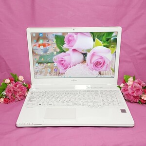 極上品/美品/富士通/LIFEBOOK/ホワイト色/Win11/新品SSD256G/WEBカメラ/メモリ8GB/USB3.0/HDMI/LINE/iTunes/Office/便利なソフト多数!