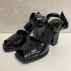 営YY65-60Y BOTTEGA VENETA ボッテガ ヴェネタ レディース サンダル ヒール ミュール 靴 ブラック 36 1/2 約23～23.5cm