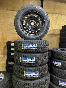 中古冬タイヤホイールセット　185/65R15　DUNLOP WINTER MAXX02 15ｘ6+40 4/100 スチールホイール　4本セット　送料安★☆