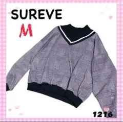 〇【SUREVE】トレーナー セーター 格子柄風 Mサイズ 黒