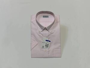 (未使用) STUART KENT // 形態安定 抗菌 防臭 半袖 ボタンダウン シャツ・ワイシャツ (ライトピンク系) サイズ 39-M