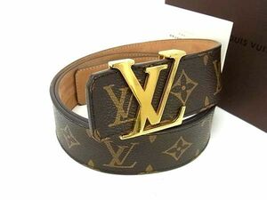 1円 ■美品■ LOUIS VUITTON ルイヴィトン M9608 モノグラム サンチュール LV ゴールド金具 ベルト サイズ 36/90 ブラウン系 FD7793