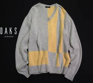 ダックス DAKS 上質 ウール カシミヤ 配色ニット LL XL