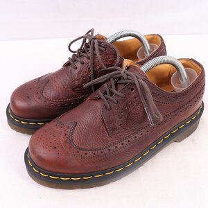 ドクターマーチン UK4/22.5cm-23.0cm/5ホール ウィングチップ 茶 ブラウン レザー ブーツ dr.martens レディース 古着 中古 dm4067