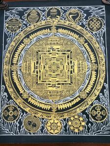 《 SALE 》【チベット密教　新品 】手描き　タンカ　曼荼羅　カーラチャクラマンダラ　a1